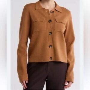 NWT | Tahari | Button Front Sweater Jacket Cardigan | Taupe | S